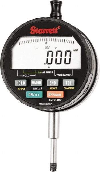 Starrett - 15mm Max Measurement, 0.00005, 0.0001, 0.0005 & 0.001" Graduation, Electronic Drop Indicator - Accurate to 0.0001", Inch & Metric System, LCD Display - Eagle Tool & Supply