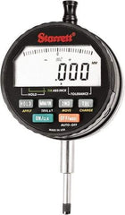 Starrett - 15mm Max Measurement, 0.00005, 0.0001, 0.0005 & 0.001" Graduation, Electronic Drop Indicator - Accurate to 0.0001", Inch & Metric System, LCD Display - Eagle Tool & Supply