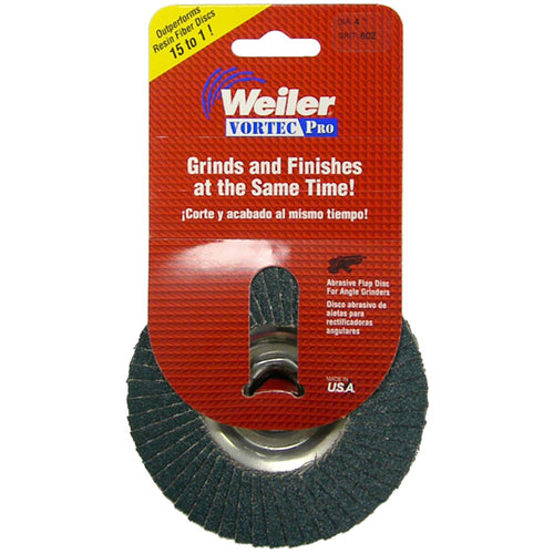 ‎4-1/2″ Vortec Pro Abrasive Flap Disc, Aluminum Backing, 36Z, 5/8″-11 UNC Nut, Retail Pack - Eagle Tool & Supply