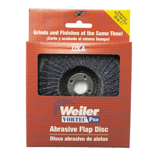4″ Vortec Pro Abrasive Flap Disc, Phenolic Backing, 60Z, 5/8″ Arbor Hole, Retail Pack - Eagle Tool & Supply