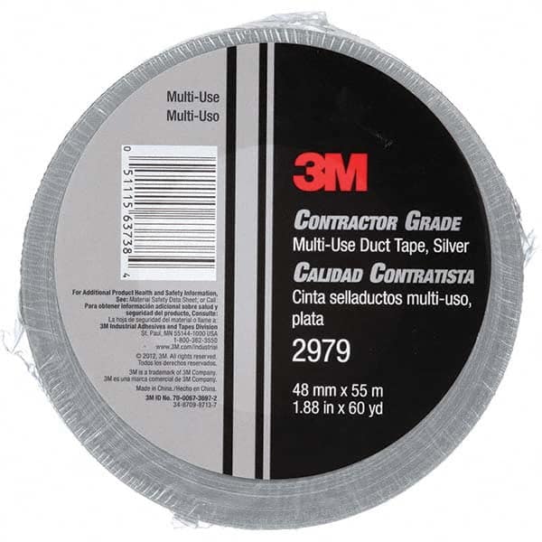 3M - 60 Yd x 1.88" x 7 mil Gray Polyethylene Cloth Duct Tape - Eagle Tool & Supply
