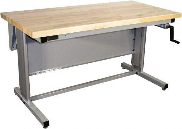 Proline - 72 Wide x 30" Deep x 42" High, Maple Workbench - Adjustable Height Legs, Gray - Eagle Tool & Supply