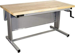 Proline - 72 Wide x 30" Deep x 42" High, Maple Workbench - Adjustable Height Legs, Gray - Eagle Tool & Supply