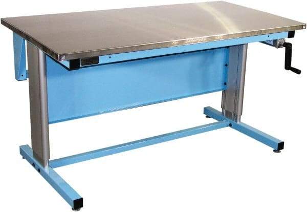 Proline - 60 Wide x 30" Deep x 42" High, Stainless Steel Workbench - Adjustable Height Legs, Blue - Eagle Tool & Supply