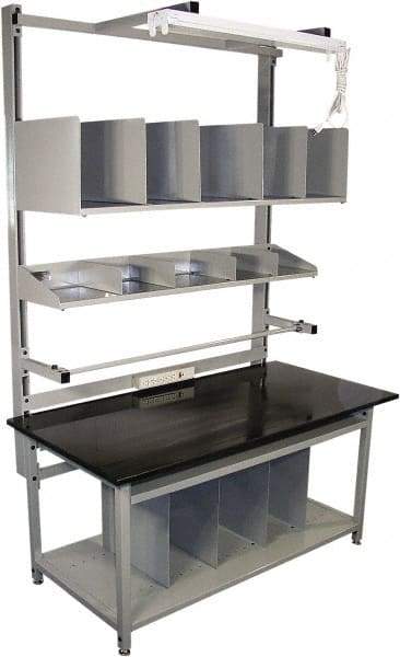 Proline - 72 Wide x 30" Deep x 36" High, Chem-Guard Workbench - Adjustable Height Legs, Gray - Eagle Tool & Supply