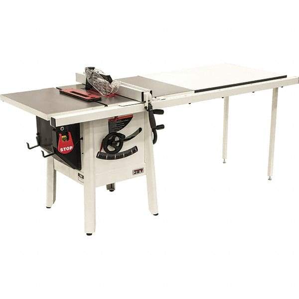 Jet - 10" Blade Diam, 5/8" Arbor Diam, 1 Phase Table Saw - 1-3/4 hp, 27" Wide, 115 Volt, 3-1/8" Cutting Depth - Eagle Tool & Supply