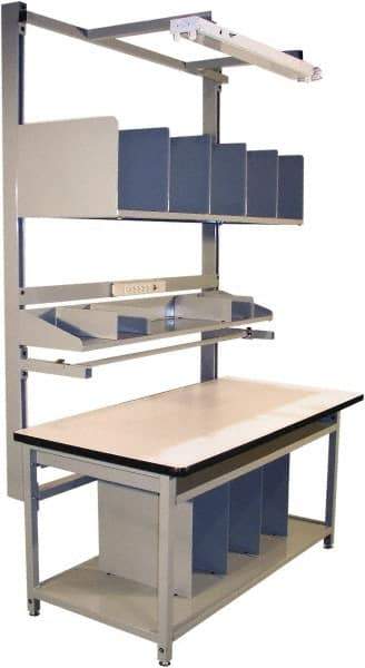 Proline - 60 Wide x 30" Deep x 36" High, Plastic Laminate Workbench - T-Molded Edge, Adjustable Height Legs, Gray - Eagle Tool & Supply