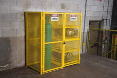 Illinois Engineered Products - Gas Cylinder Storage Cabinet - Steel, 60" Wide x 33-1/2" Deep x 65" High, Yellow - Eagle Tool & Supply