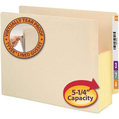 SMEAD - 12-3/8 x 9-1/2", Letter Size, Manila, Expansion Folders - Straight Tab Cut Location - Eagle Tool & Supply