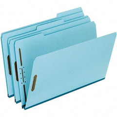 Pendaflex - 8-1/2 x 14", Legal, Blue, Classification Folders with Top Tab Fastener - 25 Point Stock, Assorted Tab Cut Location - Eagle Tool & Supply