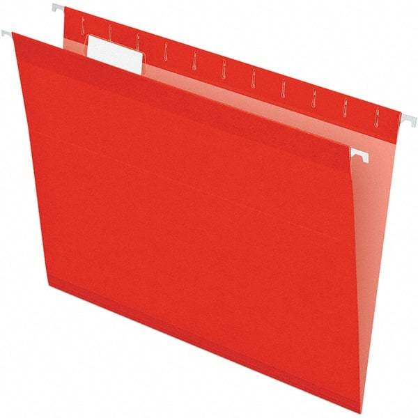 Pendaflex - 8-1/2 x 11", Letter Size, Red, Hanging File Folder - 11 Point Stock, 1/5 Tab Cut Location - Eagle Tool & Supply