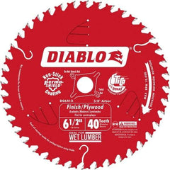 Freud - 6-1/2" Diam, 5/8" Arbor Hole Diam, 40 Tooth Wet & Dry Cut Saw Blade - Carbide-Tipped, Finishing Action, Standard Round Arbor - Eagle Tool & Supply