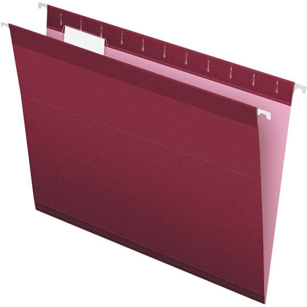 Pendaflex - 8-1/2 x 11", Letter Size, Burgundy, Hanging File Folder - 11 Point Stock, 1/5 Tab Cut Location - Eagle Tool & Supply