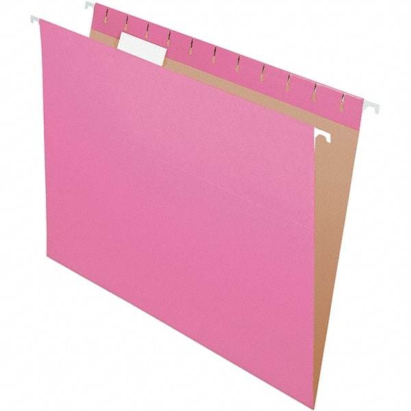 Pendaflex - 8-1/2 x 11", Letter Size, Pink, Hanging File Folder - 11 Point Stock, 1/5 Tab Cut Location - Eagle Tool & Supply