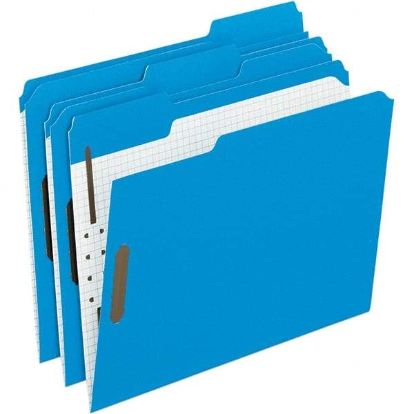 Pendaflex - 11-5/8 x 9-1/2", Letter Size, Blue, File Folders with Top Tab - 11 Point Stock, Assorted Tab Cut Location - Eagle Tool & Supply
