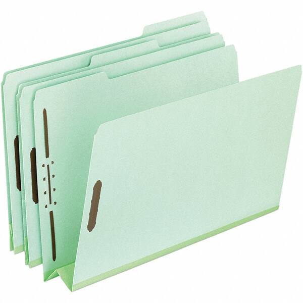 Pendaflex - 8-1/2 x 11", Letter Size, Green, Classification Folders with Top Tab Fastener - 25 Point Stock, Assorted Tab Cut Location - Eagle Tool & Supply