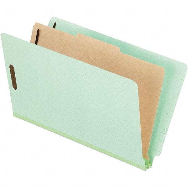 Pendaflex - 8-1/2 x 14", Legal, Pale Green, Classification Folders with End Tab Fastener - 25 Point Stock, End Tab Cut Location - Eagle Tool & Supply