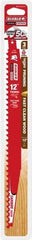 Freud - 12" Long x 1" Thick, Carbide Reciprocating Saw Blade - Tapered Profile, 3 TPI, Toothed Edge, Tang Shank - Eagle Tool & Supply