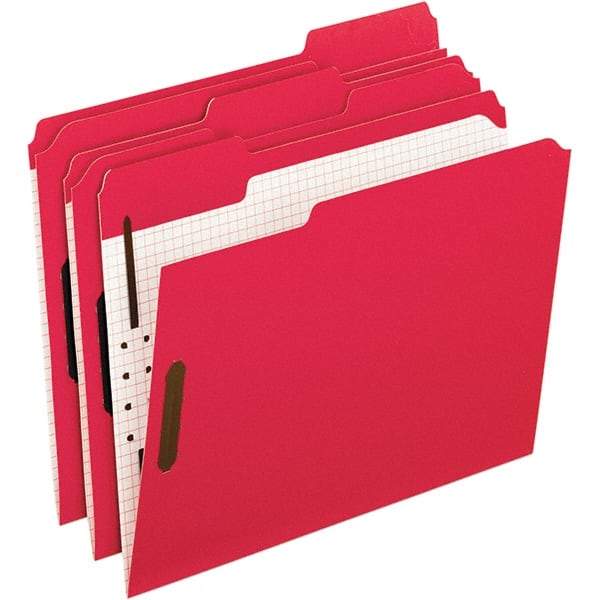 Pendaflex - 11-5/8 x 9-1/2", Letter Size, Red, File Folders with Top Tab - 11 Point Stock, Assorted Tab Cut Location - Eagle Tool & Supply