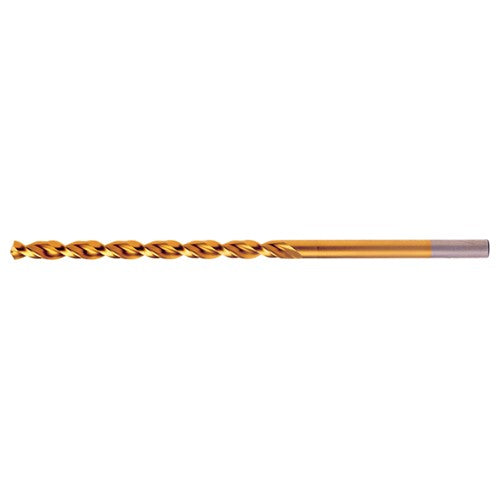 9/64 RHS / RHC HSS-CO 8% (M42) 135 Degree Split Point Q-Cobalt Wide Land Parabolic Taper Length Drill - TiN - Exact Industrial Supply