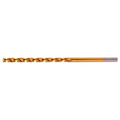 3/16 RHS / RHC HSS-CO 8% (M42) 135 Degree Split Point Q-Cobalt Wide Land Parabolic Taper Length Drill - TiN - Exact Industrial Supply