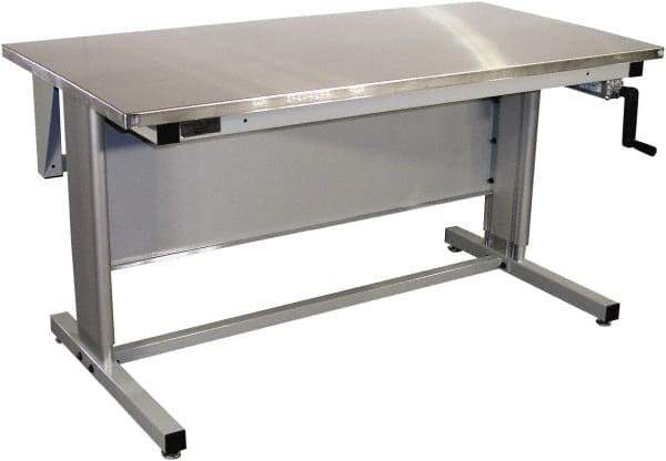 Proline - 60 Wide x 30" Deep x 42" High, Stainless Steel Workbench - Adjustable Height Legs, Gray - Eagle Tool & Supply