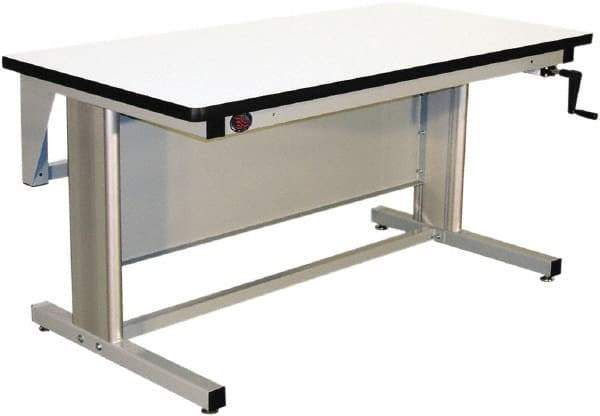 Proline - 60 Wide x 30" Deep x 42" High, Plastic Laminate Workbench - T-Molded Edge, Adjustable Height Legs, Gray - Eagle Tool & Supply