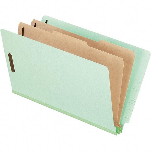 Pendaflex - 8-1/2 x 14", Legal, Pale Green, Classification Folders with End Tab Fastener - 25 Point Stock, End Tab Cut Location - Eagle Tool & Supply