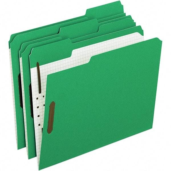 Pendaflex - 11-5/8 x 9-1/2", Letter Size, Green, File Folders with Top Tab - 11 Point Stock, Assorted Tab Cut Location - Eagle Tool & Supply