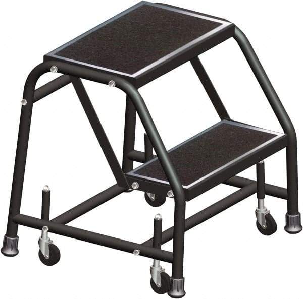 Ballymore - 19" 2 Step Ladder - Rolling Safety Ladder, 450 Lb Capacity, 19" Platform Height, 30" Base Width x 19" Base Depth, Expanded Metal Tread - Eagle Tool & Supply