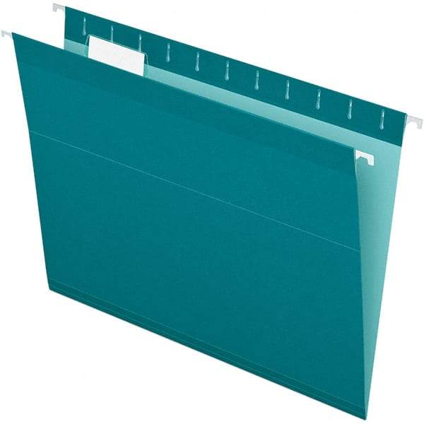 Pendaflex - 8-1/2 x 11", Letter Size, Teal, Hanging File Folder - 11 Point Stock, 1/5 Tab Cut Location - Eagle Tool & Supply