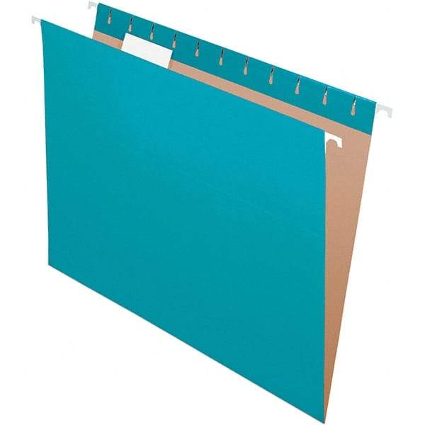 Pendaflex - 8-1/2 x 11", Letter Size, Teal, Hanging File Folder - 11 Point Stock, 1/5 Tab Cut Location - Eagle Tool & Supply