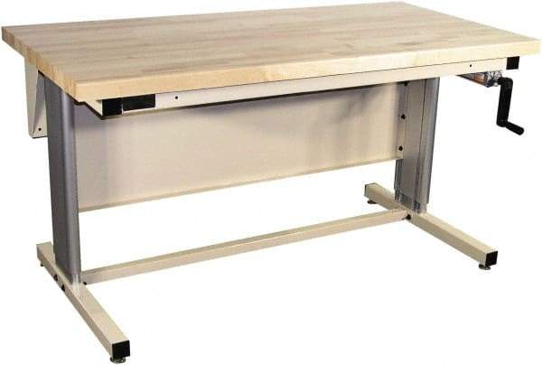 Proline - 60 Wide x 30" Deep x 42" High, Maple Workbench - Adjustable Height Legs, Beige - Eagle Tool & Supply