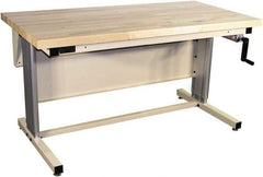 Proline - 60 Wide x 30" Deep x 42" High, Maple Workbench - Adjustable Height Legs, Beige - Eagle Tool & Supply