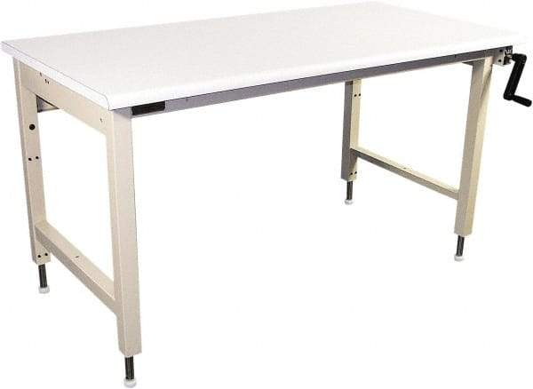 Proline - 72 Wide x 30" Deep x 42" High, Static Dissipative Workbench - Bull Nose Edge, Adjustable Height Legs, Beige - Eagle Tool & Supply