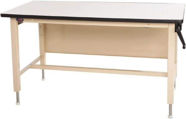 Proline - 60 Wide x 30" Deep x 42" High, Plastic Laminate Workbench - T-Molded Edge, Adjustable Height Legs, Beige - Eagle Tool & Supply