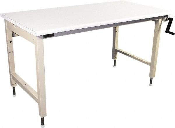 Proline - 60 Wide x 30" Deep x 42" High, Static Dissipative Workbench - Bull Nose Edge, Adjustable Height Legs, Beige - Eagle Tool & Supply