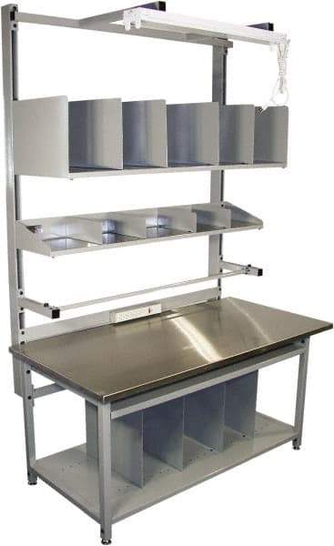 Proline - 60 Wide x 30" Deep x 36" High, Stainless Steel Workbench - Adjustable Height Legs, Gray - Eagle Tool & Supply