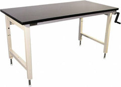 Proline - 60 Wide x 30" Deep x 42" High, Chem-Guard Workbench - Adjustable Height Legs, Beige - Eagle Tool & Supply