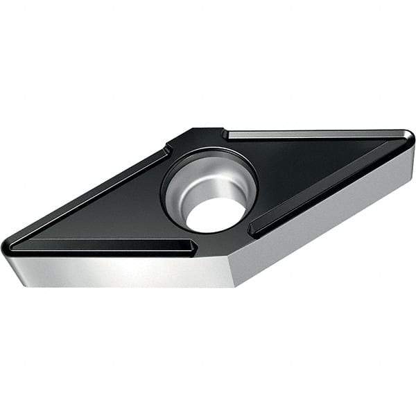 Walter - VBMT FP6 Grade WPP10S Turning Insert - TiCN+Al2O3+(TiCN) Finish, 35° Rhombic, 6.35mm Inscr Circle, 3.18mm Thick, 0.4mm Corner Radius - Eagle Tool & Supply