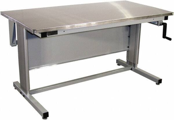 Proline - 72 Wide x 30" Deep x 42" High, Stainless Steel Workbench - Adjustable Height Legs, Gray - Eagle Tool & Supply