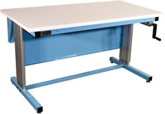 Proline - 60 Wide x 30" Deep x 42" High, Plastic Laminate Workbench - Bull Nose Edge, Adjustable Height Legs, Blue - Eagle Tool & Supply