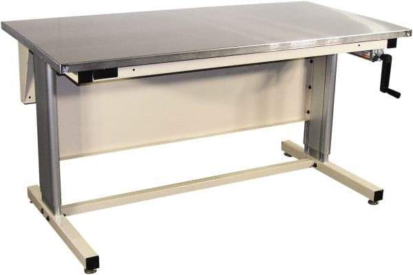 Proline - 60 Wide x 30" Deep x 42" High, Stainless Steel Workbench - Adjustable Height Legs, Beige - Eagle Tool & Supply