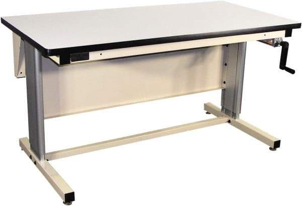 Proline - 60 Wide x 30" Deep x 42" High, Static Dissipative Workbench - T-Molded Edge, Adjustable Height Legs, Beige - Eagle Tool & Supply
