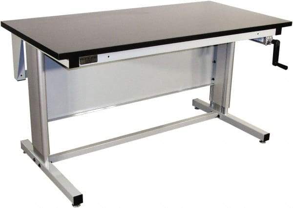 Proline - 72 Wide x 30" Deep x 42" High, Chem-Guard Workbench - Adjustable Height Legs, Gray - Eagle Tool & Supply