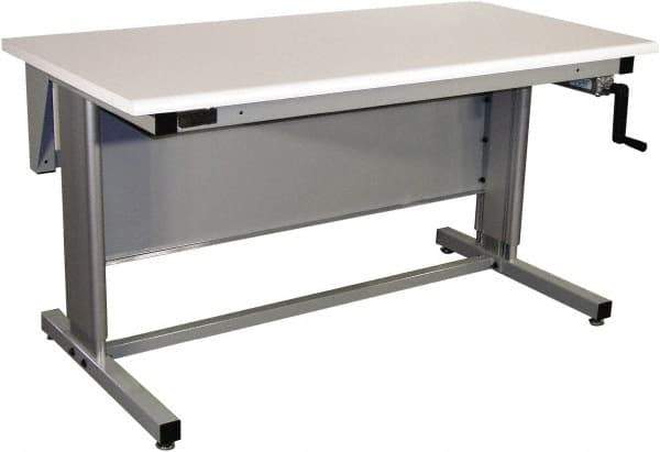 Proline - 72 Wide x 30" Deep x 42" High, Static Dissipative Workbench - Bull Nose Edge, Adjustable Height Legs, Gray - Eagle Tool & Supply
