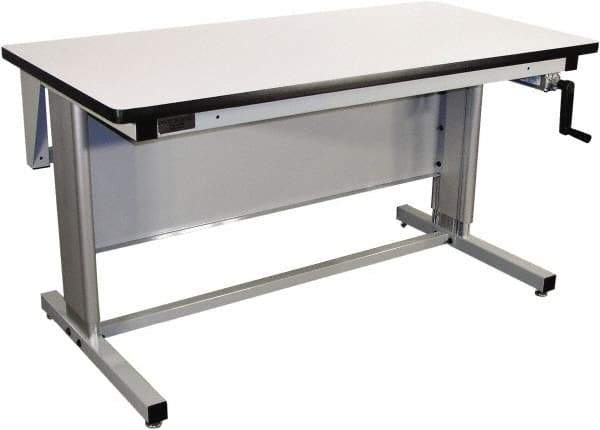 Proline - 72 Wide x 30" Deep x 42" High, Plastic Laminate Workbench - T-Molded Edge, Adjustable Height Legs, Gray - Eagle Tool & Supply