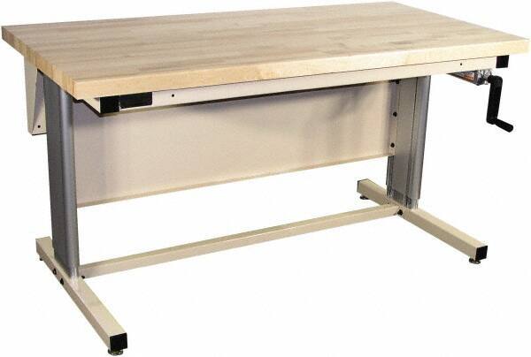 Proline - 72 Wide x 30" Deep x 42" High, Maple Workbench - Adjustable Height Legs, Beige - Eagle Tool & Supply