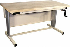 Proline - 72 Wide x 30" Deep x 42" High, Maple Workbench - Adjustable Height Legs, Beige - Eagle Tool & Supply