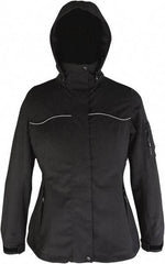 Viking - Size L, Black, Waterproof Jacket - 39" Chest, 4 Pockets, Detachable Hood, Hook & Loop Wrist - Eagle Tool & Supply